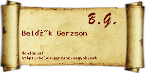 Belák Gerzson névjegykártya